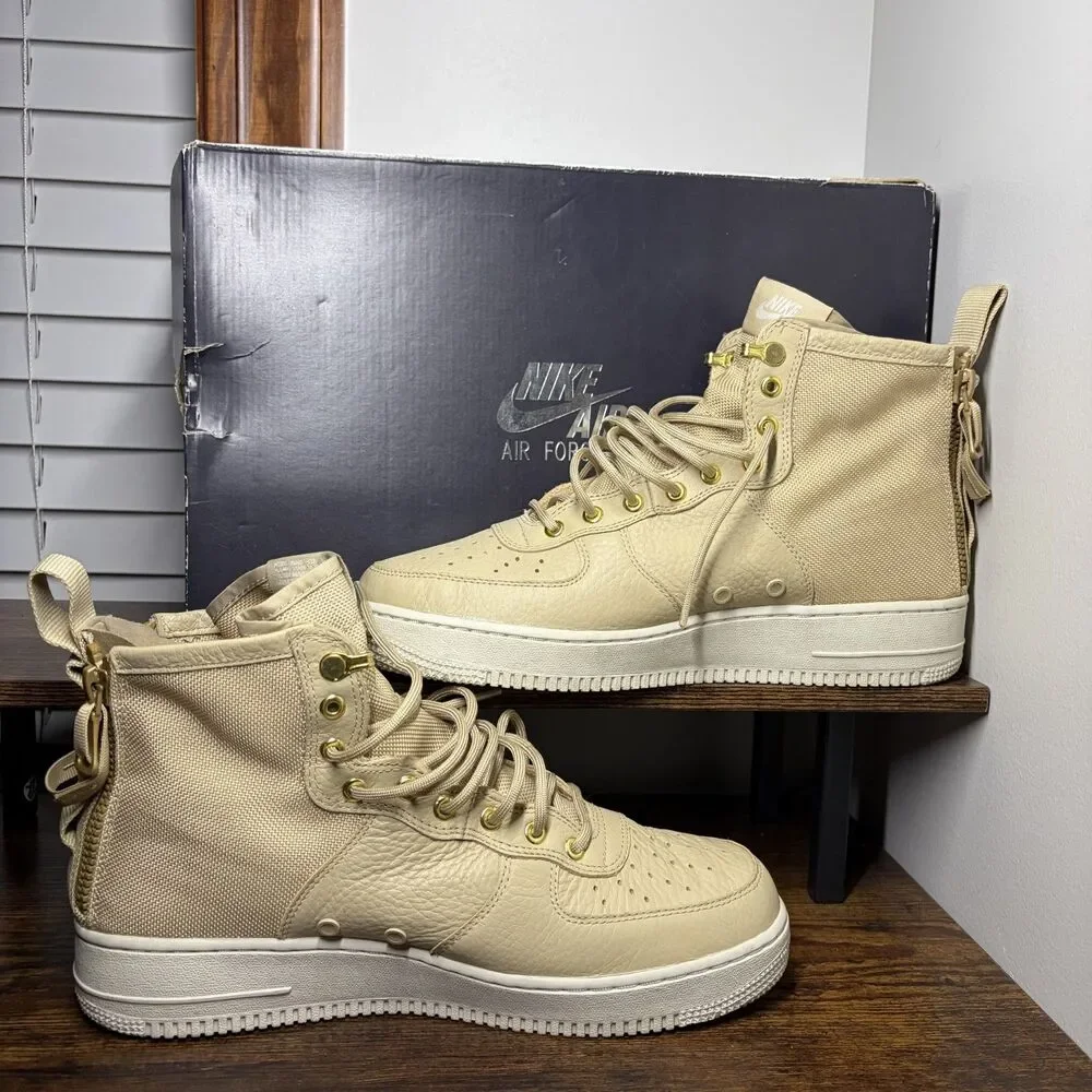 Size 10.5 - Nike SF Air Force 1 Mid Mushroom Sneakers - Excellent Condition